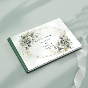 Watercolor Green Gold Eucalyptus Guest Book