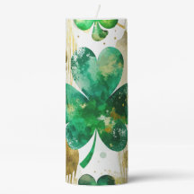 WATERCOLOR GREEN & GOLD IRISH SHAMROCKS