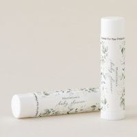 Watercolor green & gold leaves Baby Shower  Lip Balm