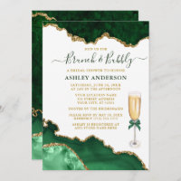 Watercolor Green Gold Marble Geode Bridal Brunch