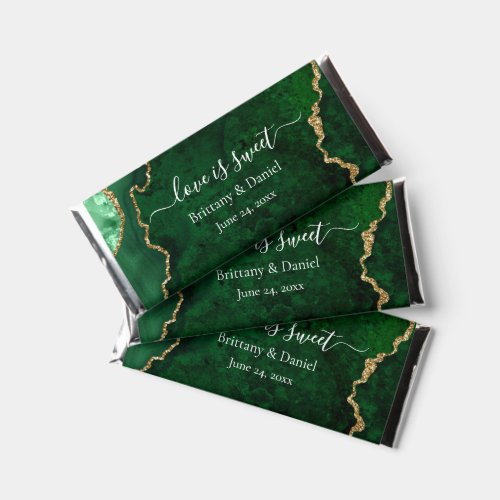 Watercolor Green Gold Marble Geode Love Is Sweet Hershey Bar Favors