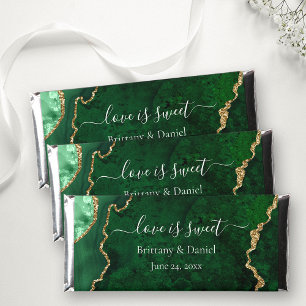 Watercolor Green Gold Marble Geode Love Is Sweet Hershey Bar Favors