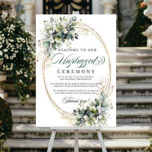 Watercolor Green Gold Unplugged Ceremony Wedding Poster