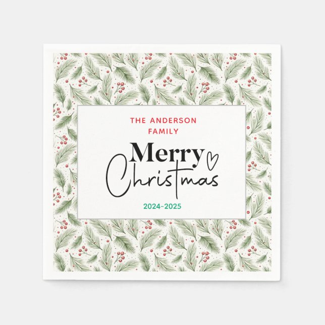 : Watercolor Green Grass – Festive Christmas Party Napkins (Front)