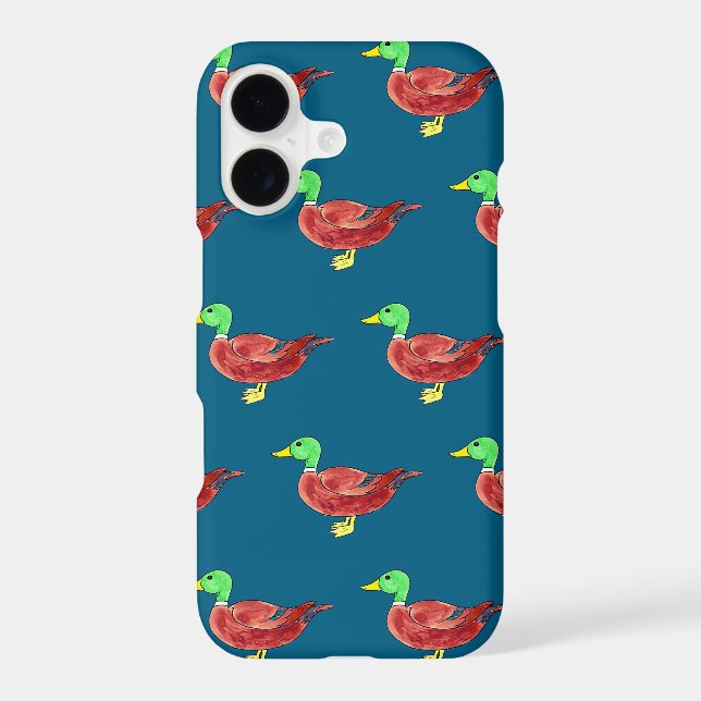 Watercolor Green Head Mallard Duck iPhone Case (Back)
