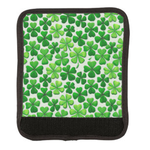 WATERCOLOR GREEN IRISH CELTIC SHAMROCKS LUGGAGE HANDLE WRAP