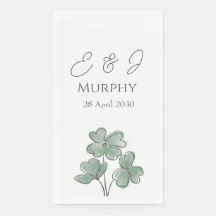 Watercolor Green Irish Leaf Clover Wedding Paper Guest Towels