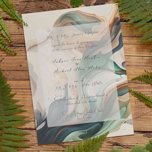Watercolor Green Ivory Turquoise Invitation