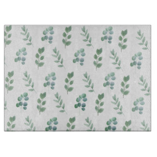 Watercolor Green Leaf Pattern – Elegant Botanical  Cutting Board