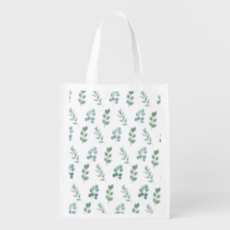 Watercolor Green Leaf Pattern – Elegant Botanical  Grocery Bag