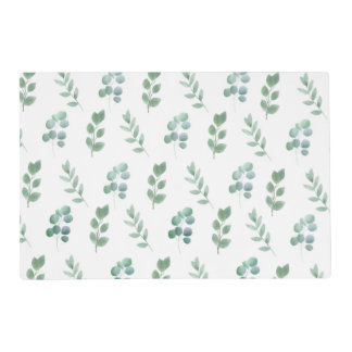 Watercolor Green Leaf Pattern – Elegant Botanical  Placemat
