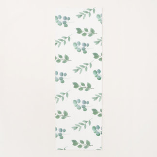 Watercolor Green Leaf Pattern – Elegant Botanical  Yoga Mat