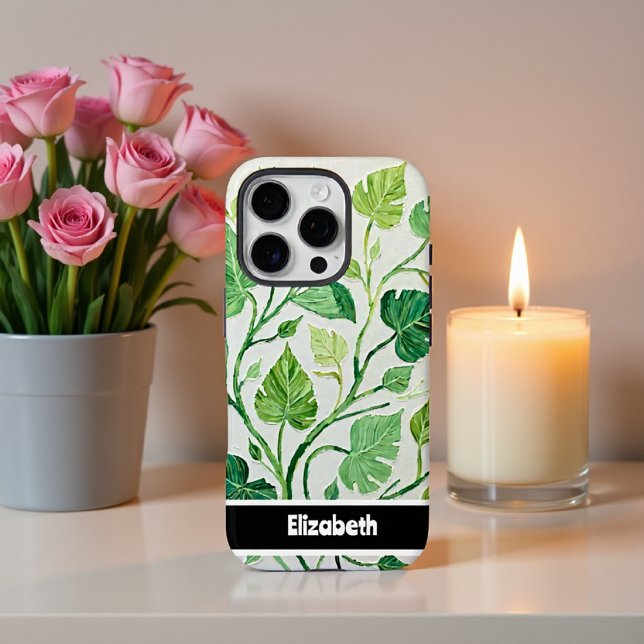 Watercolor Green Leafy Botanical Smartphone Case-Mate iPhone Case (Creator Uploaded)