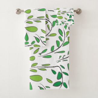 Watercolor Green Leaves Nature Pattern