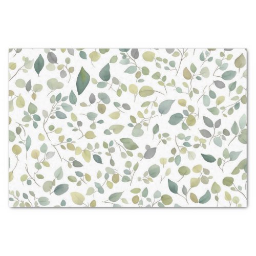 Watercolor Green Leaves Pattern Tissue Paper