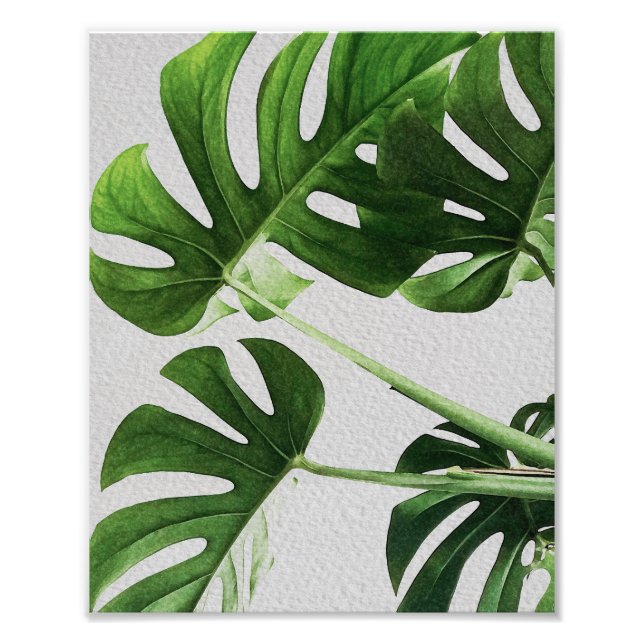 Watercolor Green Leaves Photo Print (Front)