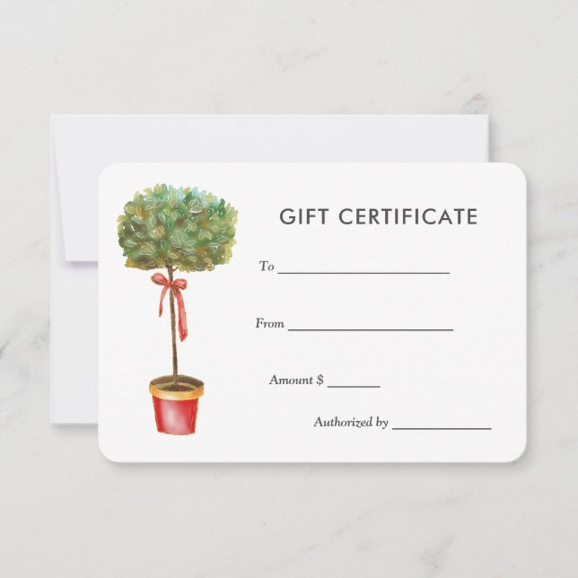Watercolor Green Leaves Plant | Gift Certificate (Front)