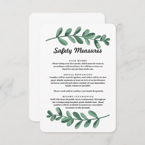 Watercolor Green Leaves Safety Measures Enclosure Announcement