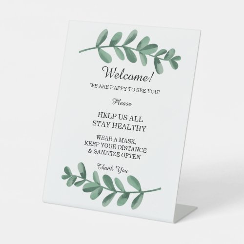 Watercolor Green Leaves Wedding Safety Pedestal Sign
