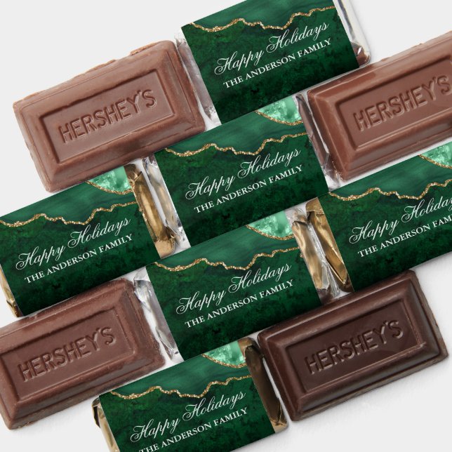 Watercolor Green Marble Gold Happy Holidays Hershey's Miniatures (Assorted)