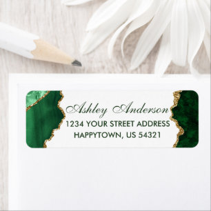 Watercolor Green Marble Return Address Label