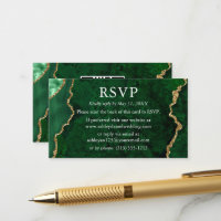 Watercolor Green Marble Wedding RSVP QR Back