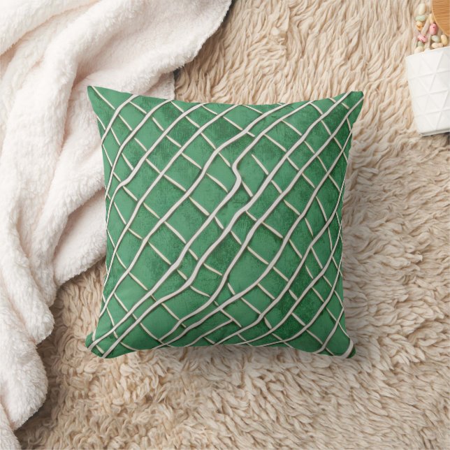 Watercolor green Meandering lines  Throw Pillow (Blanket)