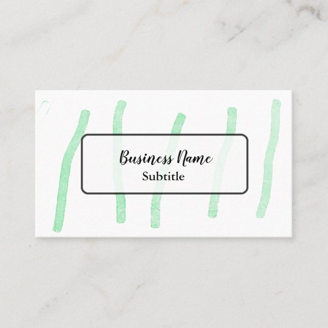 Watercolor Green Minimalistic Business Cards (Front)