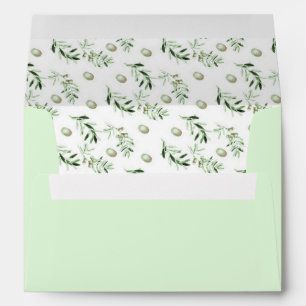 Watercolor Green Olive A7 Envelope