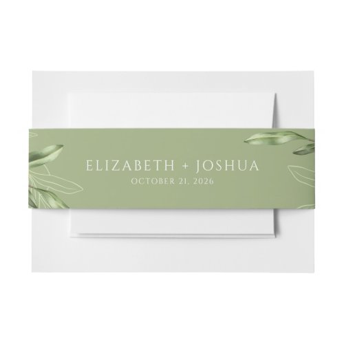 Watercolor Green OliveInvitation Belly Band