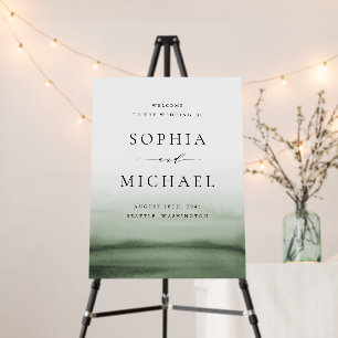 Watercolor Green Ombre Modern Wedding Welcome Foam Board