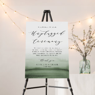 Watercolor Green Ombre Unplugged Wedding Ceremony Foam Board