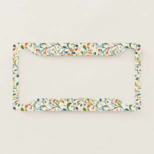 Watercolor Green Orange European Garden License Plate Frame