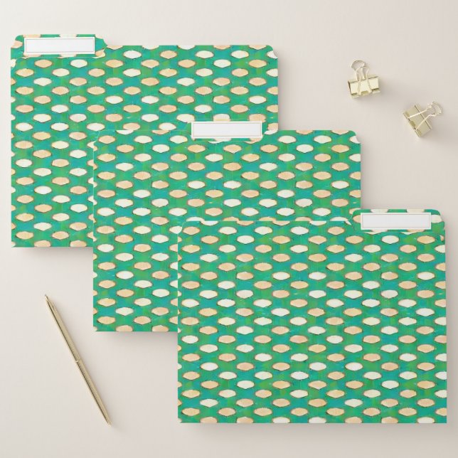 Watercolor Green Oval Shapes Pattern File Folder (Set)