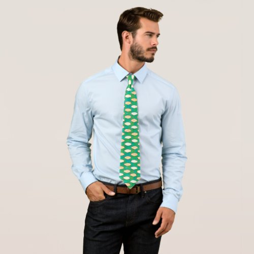 Watercolor Green Oval Shapes Pattern  Neck Tie