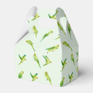 Watercolor Green Parakeet Budgie Bird Pet Favor Boxes