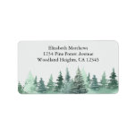 Watercolor Green Pine Forest Address Label<br><div class="desc">Return address label with watercolor forest scene of green pine trees. The template is set up for you to add your name and address in elegant typography.</div>
