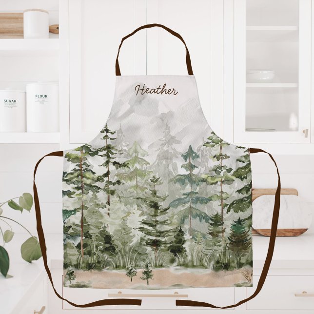 Watercolor Green Pine Forest on Mountain Apron (In situ)