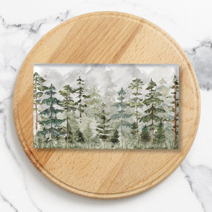 Watercolor Green Pine Forest on Mountain Place Card Holder