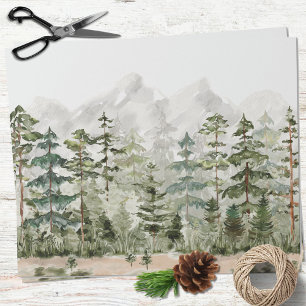 Watercolor Green Pine Forest on Mountain Wrapping Paper