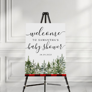 Watercolor Green Pine Tree  & Red Buffalo Plaid Fo Foam Board