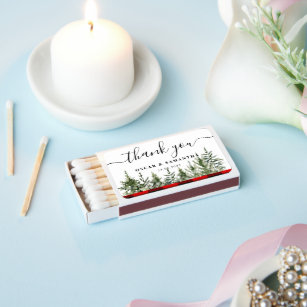 Watercolor Green Pine Tree  & Red Buffalo Plaid Matchboxes