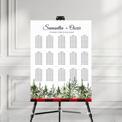 Watercolor Green Pine Tree   Red Buffalo Plaid Poster