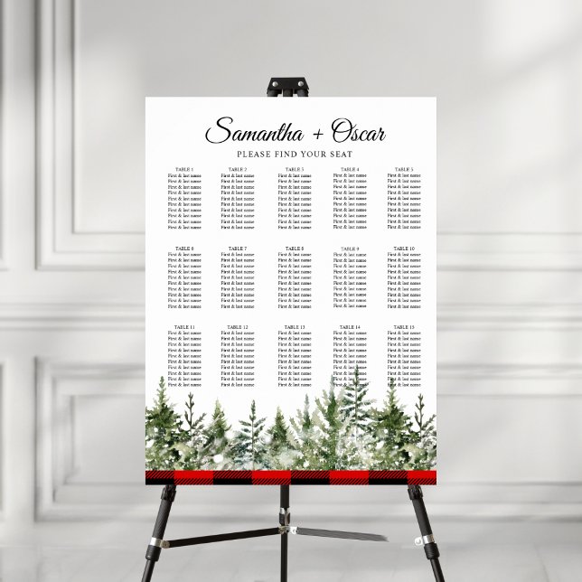 Watercolor Green Pine Tree  & Red Buffalo Plaid Poster (Creator Uploaded)