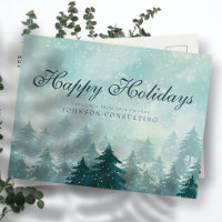 Watercolor Green Pine Trees | Holiday Greetings