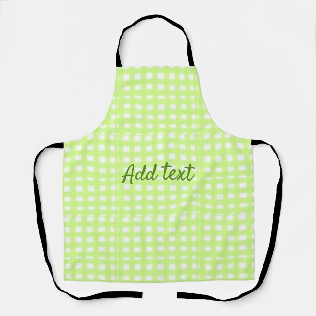 Watercolor green plaid ginham personalized add tex apron (Front)