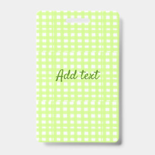 Watercolor green plaid ginham personalized add tex badge