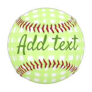 Watercolor green plaid ginham personalized add tex baseball