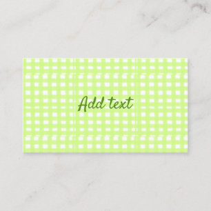 Watercolor green plaid ginham personalized add tex business card