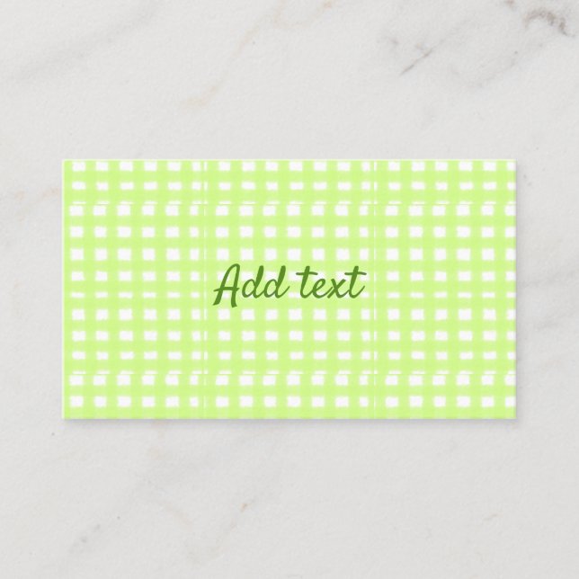 Watercolor green plaid ginham personalized add tex business card (Front)